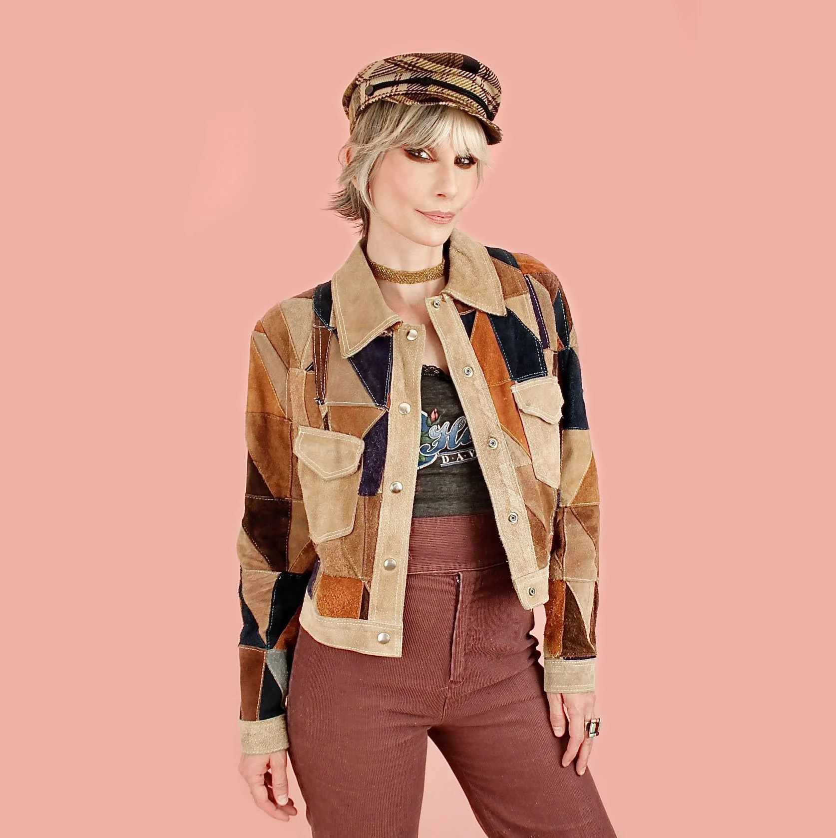 Rare ViNtAgE 1960's/70's Cropped Suede Color Block Jacket